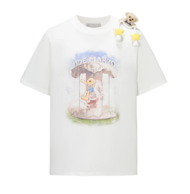 13DE MARZO MZ2606601 CAROUSEL BEAR PRINTED T-SHIRT WHITE
