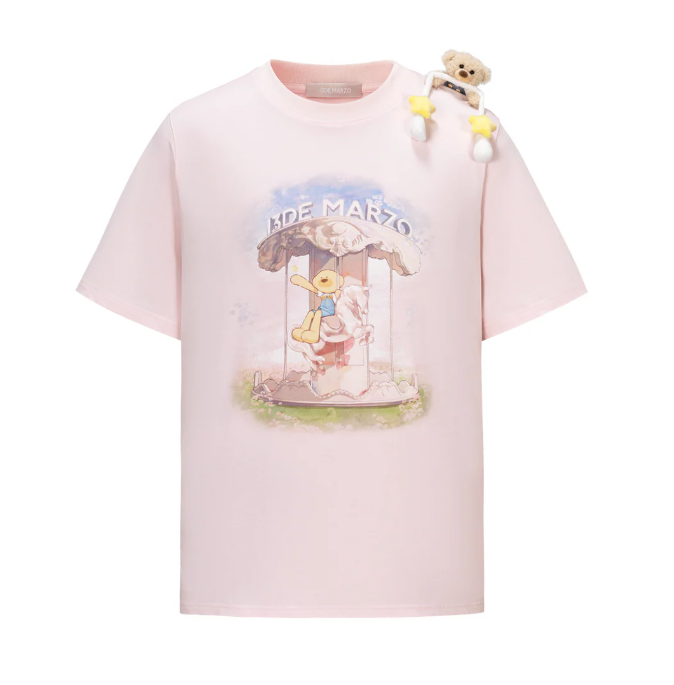 13DE MARZO MZ2606602 CAROUSEL BEAR PRINTED T-SHIRT PINK