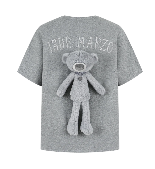 13DE MARZO MZ2607101 SHIMMER LOGO PRINT BEAR T-SHIRT GREY