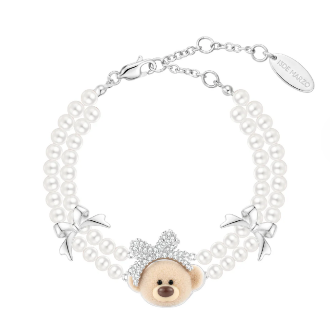 13DE MARZO MZ2608301 BOW BEAR PEARL BRACELET SILVER