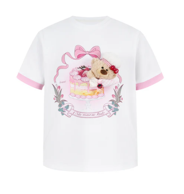 13DE MARZO KID'S MZ2609201 BABYBEAR STRAWBERRY CAKE T-SHIRT WHITE