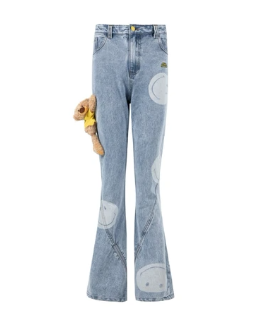 13DE MARZO MZ2511401 FR-JX-149-B-01 ALLOVER SMILEY THIGH PALDA BEAR BOOTCUT JEANS