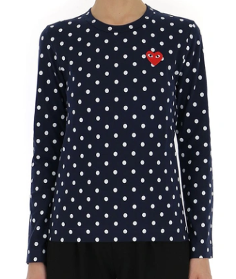 COMME DES GARCONS PLAY T-SHIRT P1T165.2 NAVY POIS
