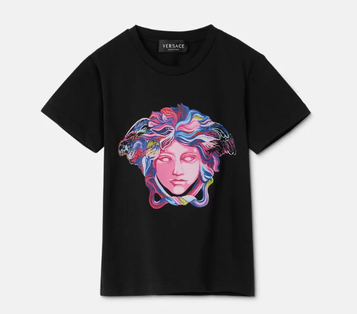 VERSACE KIDS 1000052 1A04790 2P470 MEDUSA CRYSTAL KIDS T-SHIRT (副本)