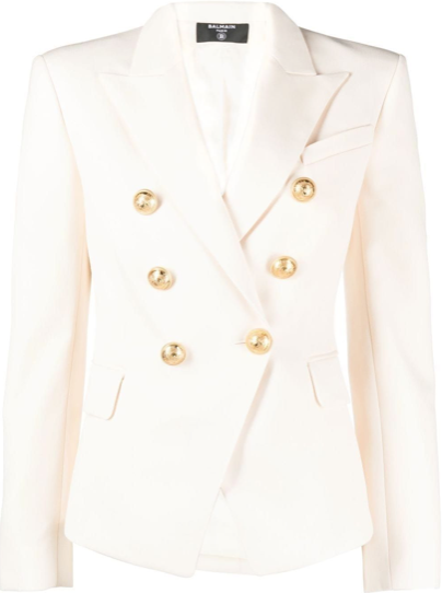 BALMAIN WOMEN'S YF0SG000WB05 6BTN GDP BLAZER CREAM