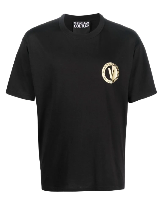 VERSACE 74GAHT10 CJ00T MEN T-SHIRT BLACK GOLD