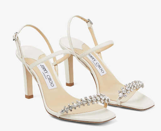 JIMMY CHOO MEIRA85 ANI WOMAN SANDALS LATTE/CRYSTAL